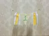 Festive Supplies Handmade Lace Cake Bunting Birthday Toppers Banner Burlap Yellow Polka Dots Baby Shower 1st Party Decoration