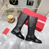 Cagole Designer Bottes Femme Hiver Noir Au Genou Botte Boucle Boucle Agrémentée Bout Rond Sexy Talon Chunky Design De Marque En Cuir Véritable