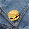 Perni Spille Personalizzato Hamburger Pizza Smalto Pin Goccia d'olio Spille in denim Donna Uomo Gioielli Cartoon Interesse Distintivo Spilla 1208 D3 Dhdfm