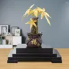Flores decorativas dinero árbol bonsai planta artificial fortuna feng shui decoración 24 km artesanía de oro adornos de escritorio de oficina hogar