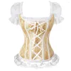 Bustiers Corsets Mulheres Sexy Lolita Corsário Vestido Vintage Sleeves Buistier Lingerie Top com mini -saia Tutu Set Girl's Lovely Costume