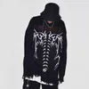 Herrtröjor hiphop streetwear stickad tröja män gotisk brev bat skelett tryck pullover hösten harajuku bomull tröja kvinnor 220914