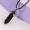 Kreuz Stern Sechseckiges Prisma Schwarz Lava Stein Halskette Aromatherapie Ätherisches Öl Parfüm Diffusor Anhänger PU Kette Halskette Frauen Männer schmuck