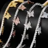 Hiphop tennisketens diamanten stenen charme vlinder hangers ketting sieraden mannen vrouwenliefhebber cadeau