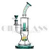 10.5 inches new bong heady pipes Hookah dab rig green pink purple oil rig double bongs glass water pipe unique with quartz banger bowl