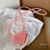 Bolsas de noche Ins Forma de corazón PVC Rebordear Verano Color brillante Lindo solo hombro Bolso cruzado