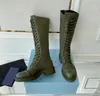 Perfekte Qualität Damen Stiefeletten Designer Schuhe Kalbsleder Leder Army Green Bottoms Schuhe Lady Dress Boot mit Box Größe EU35-40