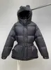 Womens Down Parkas, no início do inverno, as mulheres do baixo para baixo da moda de moda de urso de orelha de design de cinto com capuz com capuz para baixo da jaqueta 220914