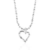 Vintage S925 Sterling Silver Simple Peach Heart Pendant Necklace For Women Classic Chain Fashion Jewelry Valentine's Day Present