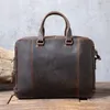 Aktetassen vintage natuurlijke echt lederen heren aktetas luxe laptop handtas werk schouder messenger tas