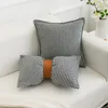 Travesseiro cilado nórdico preto e branco Houndstooth travesseiro tampa do bowknot para decoração de sofá de cadeira sem núcleo