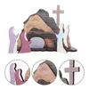 Party Decoration 1Set Wooden Easter Adornment Creative Wood Jesus Nativity Scene Decor