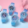 Kinderuhr Time Teacher Analog Quarz Kunststoffarmbanduhr Blaue Prinzessin Lego mit Licht