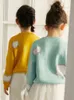 Amii Kids Girls Sweater Fashion oneck gebreide truien 100%katoenen kinderen pullover tiener grils losse herfst kleding 22130003 0913