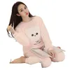 Women's Sleepwear Autumn Winter Warm Flannel Women Pyjamas Sets Thick Coral Velvet Long Sleeve Cartoon Sleepwear Flannel Set Girl 220913