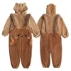 Kvinnors sömnkläder kvinnor onesie pyjamas flanell cosplay djur korall fleece varm tecknad brun björn kostym huva sömnkläder hemkläder 220913