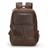 Rugzak heren gekke paarden echte lederen zakelijke reistassen USB oplaad rucksack 15.6inch laptop schooldagpack