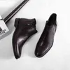 Boots First Layer Cowhide Chelsea Men's Leather New Autumn Winter Martin British Style Business Dress 220914