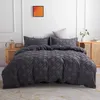 S￤ngkl￤der set EGW 3D vit t￤cke omslag Set Drop Clipping Carving Bed Linens Home Textile Year Gift 2023 Gray 135 200 cm Solid EU/US