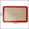 Baking Pastry Tools 42X29.5Cm Baking Mat Non-Stick Sile Pad Sheet Bakeware Pastry Tools Rolling Dough For Cake Cookie Aron Pads New Dhphp