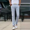 Herrbyxor Sommarmode Korea Slim Fit Straight Linen Cotton Thin Business Byxor Male Casual Clothing 220914