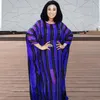 Ethnic Clothing Arrivals 2022 Women African Maxi Dresses Black Stripe Print Long Bat Sleeve Pullover Robe Ladies Fashion For Daily