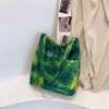 Torby na zakupy torebki zimowe barwnik swobodny torba na tote stały kolor zagraniczny damski torba na ramię kolor moda