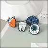 Штифты броши на заказ мозговой зуб глаз BK Эмалевые контакты Женщины мужчины Custom Jewelry Fashion Color Charm