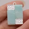 Charms Natural Semi-precious Stone Rectangle Pendant Amazonite White Turquoise Black Agatefor Jewelry Making Necklaces Accessories Gift