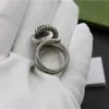 Fourniture de nouveaux produits de mode et de haute qualité unisexe plaqué argent, bague rétro serpent esprit tridimensionnel à Double tête NRJ293S