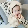 DFXD Toddler Girls Sweaters 2017 New Autumn Cotton Soild Long Sleeve Pullover Hooded Sweater Kids Cartoon Bunny Ear Knitwear 0913