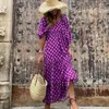 Robes décontractées Mode Manches Bouffantes Robe Longue D'été Femmes Lâche Imprimé Boho Vacances Plage Imprimé Géométrique Vestidos