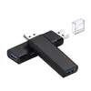 Mini Aluminum 3 Port USB 3.0 Hub Extensions 2.0 Adapter Station Ultra Slim Portable Data Splitter