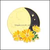 Pins Brooches Gold Plated Enamel Lapel Brooch Pin Cartoon Cute Solar Flower Sun Moon Badge Creative Bag Hat Decorations Luxury Women Dhugw