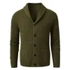 Chandails pour hommes Cardigan à col châle pour hommes, coupe cintrée, tricot torsadé, boutonné, pull en laine mérinos noire, 220914