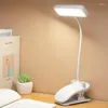 Bordslampor penna hållare skrivbordslampa led nattljus USB uppladdningsbar med clip säng läsning bok touch 3 lägen