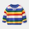 Pullover Toddler Boys Sweater Casual Rainbow Striped Warm Cotton Baby Boy Tops Pullovers Autumn Winter Thick Sweaters Children Clothes 0913
