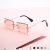 Frameless Trimmed Square Gradient Sunglasses Street Fashion Shooting Ornamental