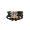 Cuff Braided Leather Band Bracelet Men Gothic Punk Skull in Solid Titanium Steel Dia 8mm Gold/rose/silver/black Color1193j