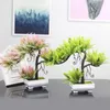 Decorative Flowers Potted Ornament Antique Vibrant Color Micro Landscape Simulation Torch Tree Bonsai Plant For Garden