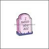 Pins Brooches Customized Pink Memorial Tombstone Love Brooch New Men Women Cloth Decoration Jewelry Gift Enamel Pins 1059 D3 Drop De Dhc7G