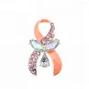 Brooches Breast Cancer Awareness Pink Ribbon Crystal Angel Pin Brooch3772661