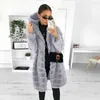 Kvinnors päls Kvinnor Coat Autumn and Winter Imitation Mink Long Hooded