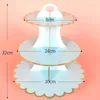 Festive Supplies 5sets 3Tier Disposable Round Cardboard Cupcake Stand Dessert Tower Wedding Party 3-Layer Display Rack Cake Tool