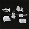 Булавки броши с жесткими эмалевыми брошами прикрепляют музыкальные инструменты белый скрипка