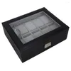 Watch Boxes 10 Slot Carbon Fiber Box Jewelry Display Storage Case With Lock Key And Viewing Window Xinlu Custom Supply