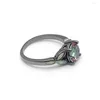 Anéis de casamento Black Gun Bated Rainbow Cubic Zirconia Fire Opal for Women Fashion Jewelry Cocktail de festa exclusiva Ring3726670