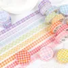 Emballage cadeau 15mm Journal papier ruban Vintage grille Washi adhésif bricolage Scrapbooking autocollant étiquette rubans de masquage