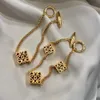 New Fashion Anagram pendant necklace asymmetric women retro earrings brass 18K gold plated ear stud hoop ladies Designer Jewelry -11856105