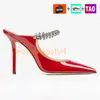 Kobiety ubierają buty designerskie obcasy Bing 65mm muł na obcasie luksusowe londyn wysokie obcasy damskie kryształowe czółenka z paskiem Lady patentowe zamszowe sandały na obcasie buty ślubne sandały